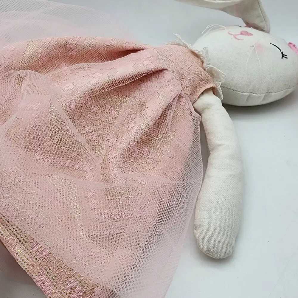 Linen Ballerina Bunny Plush Figurine 22
